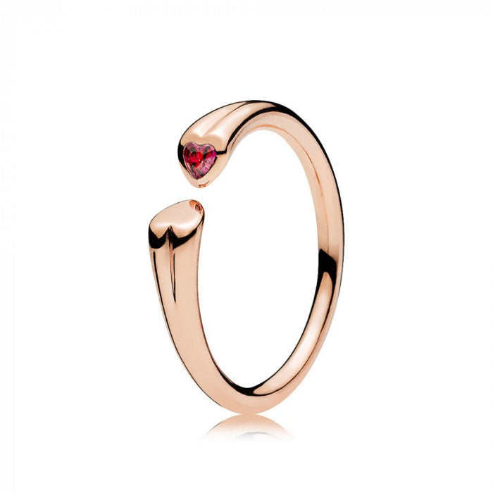 Anello rosè aperto cuore rosso