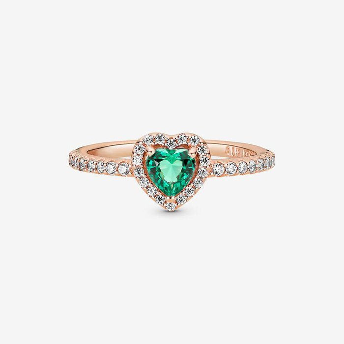 Anello Cuore in Rilievo Verde