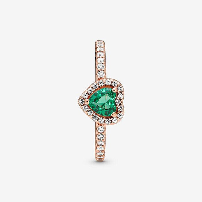 Anello Cuore in Rilievo Verde