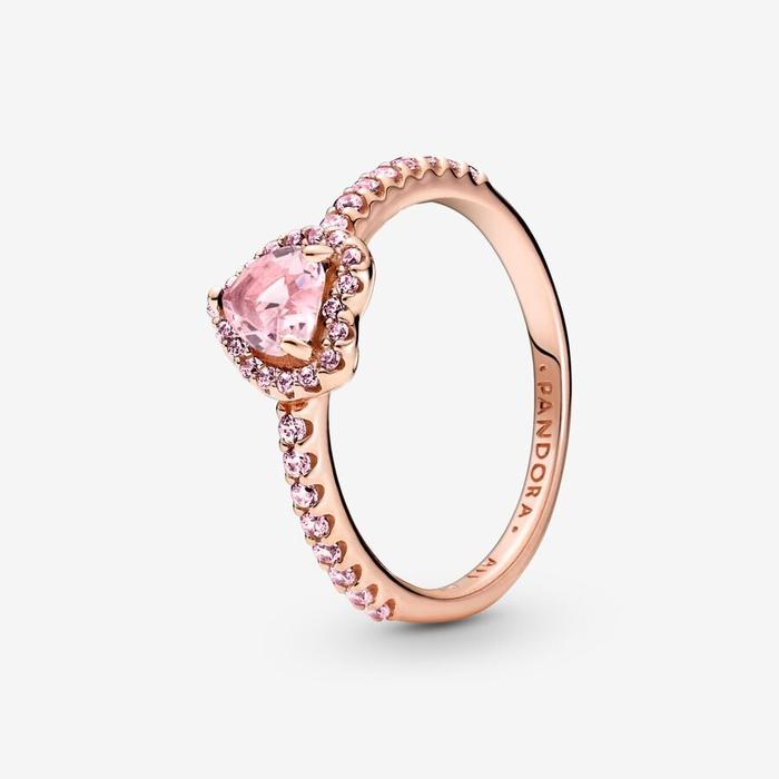 Bague cœur rose en relief