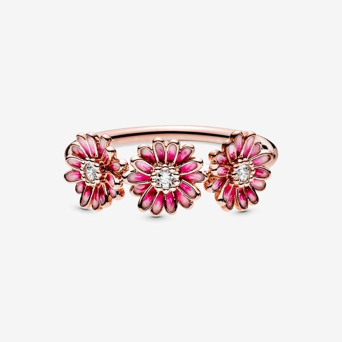 Anello Tris di Margherite Rosa