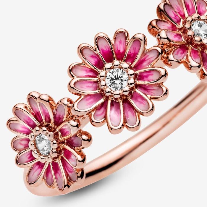 Anello Tris di Margherite Rosa