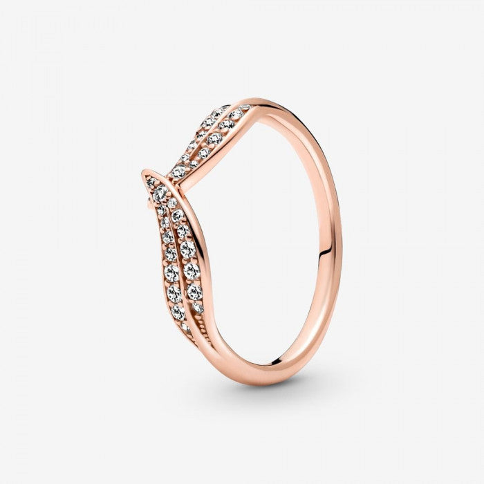 Anello foglia pavè rosè