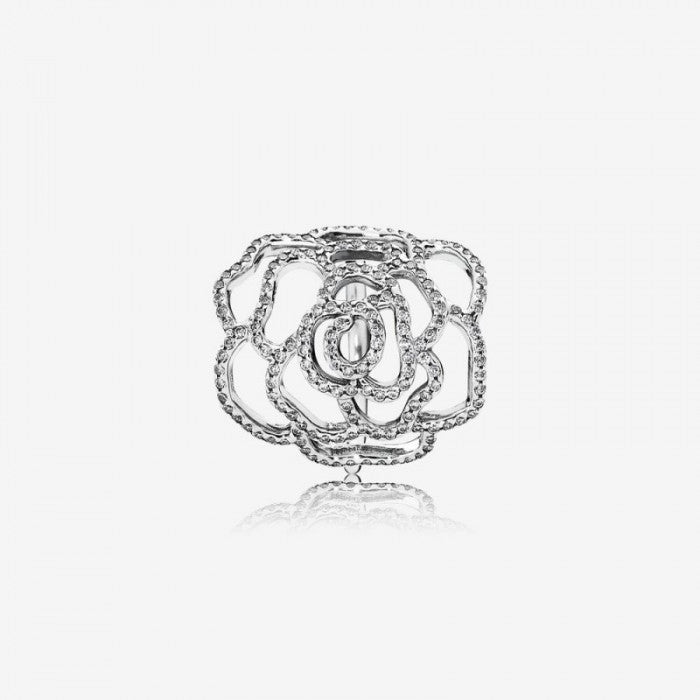 Anello rosa grande forata zirconi