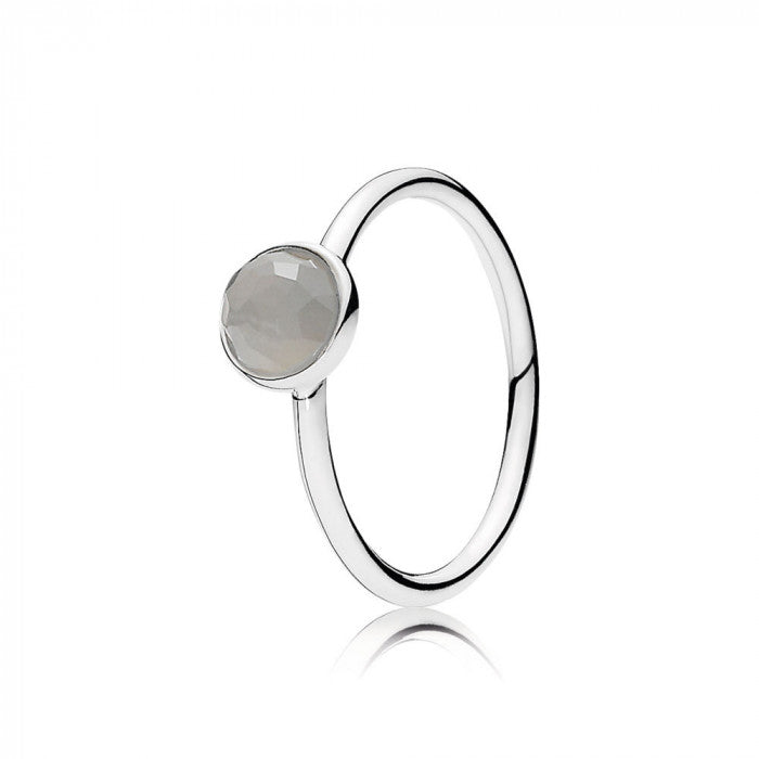 Anello goccia di giugno pietra di luna grigia