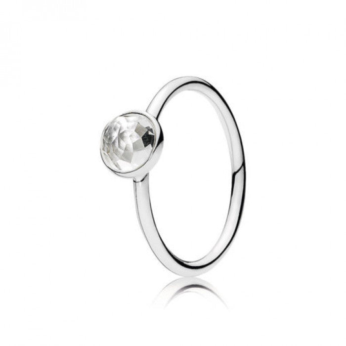 Anello goccia di aprile cristallo di rocca