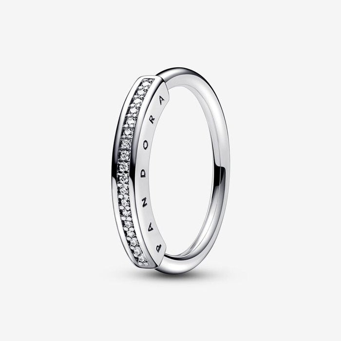 Anello Fascia Pavé e Logo