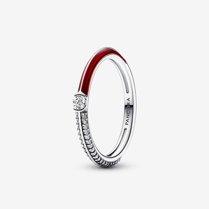 Bague Pandora ME pierres brillantes et émail rouge
