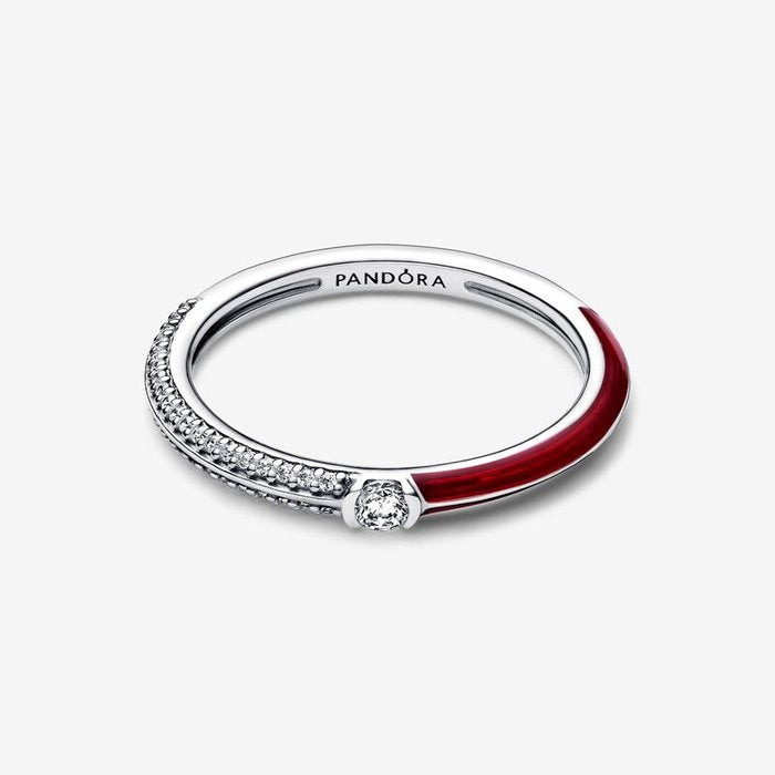 Anello Pietre Luminose & Smalto Rosso Pandora ME