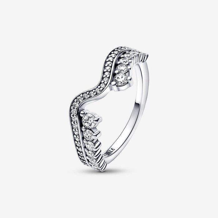 Anello Onda Asimmetrica Pietre Luminose
