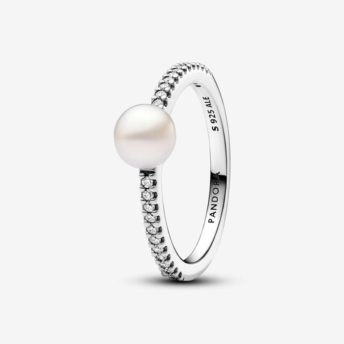 Anello Perla d’Acqua Dolce Coltivata e Pavè
