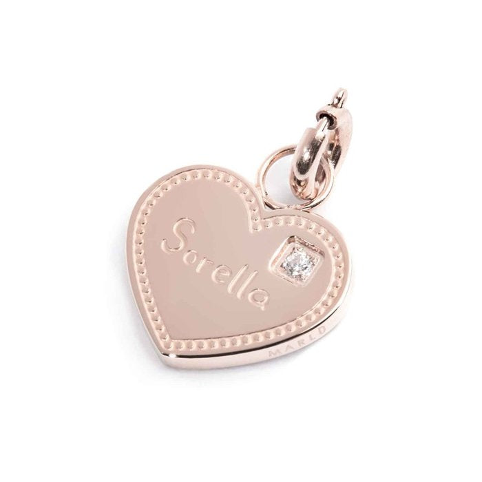 Charm cuore sorella con zircone