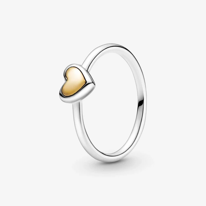 Anello con cuore dorato a cupola