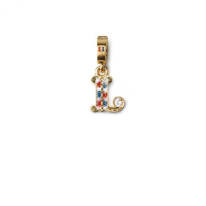 Charm Lettera L Argento Dorato E Smalto