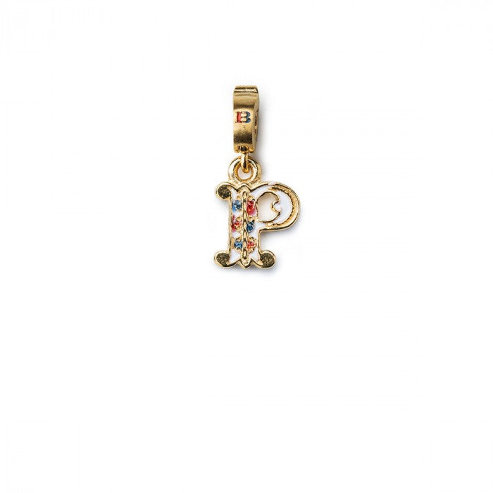 Charm Lettera P Argento Dorato E Smalto