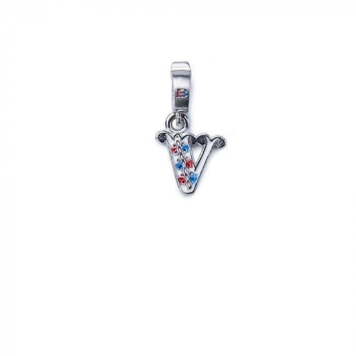 Charm n Argento e Smalto Letterina V