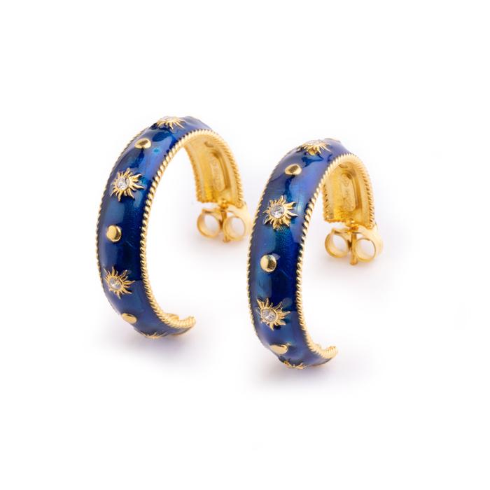 Orecchini Boccole Sole Blu Grandi