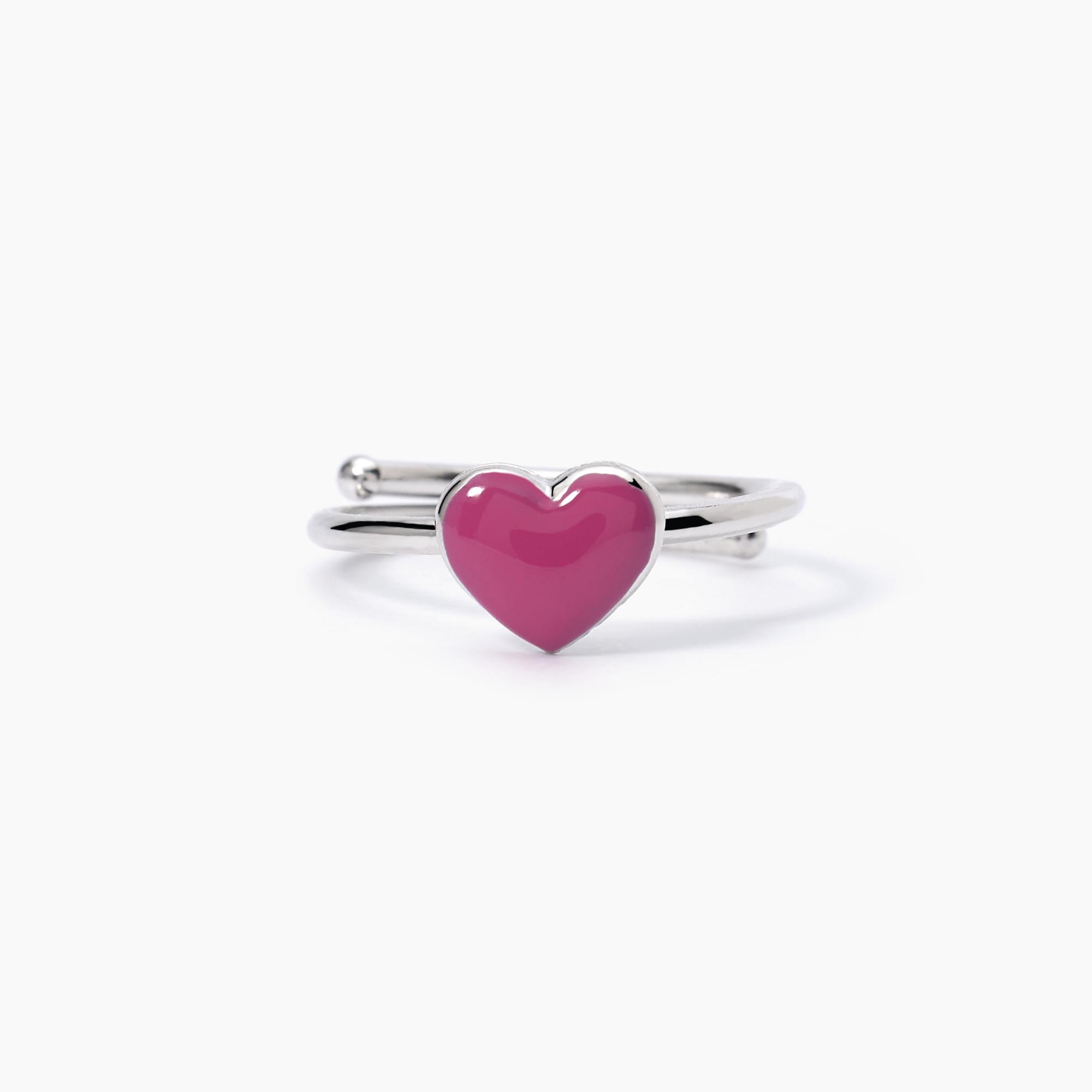 Pink enamel heart ring PINK-LOVE