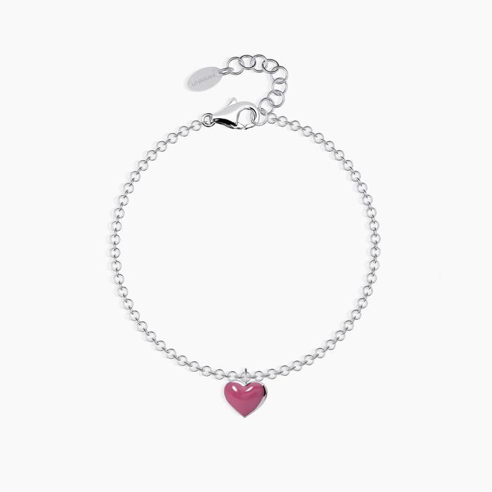 Pink enamel heart bracelet PINK-LOVE