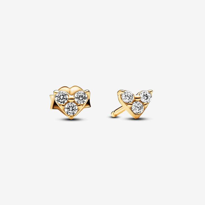 Heart Earrings with Three Stones