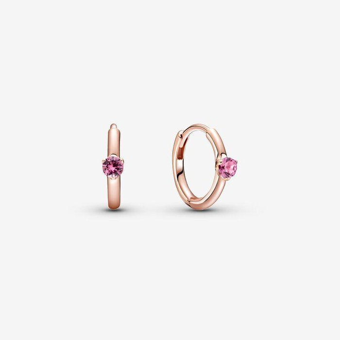 Earrings Orecchini a cerchio con solitario rosa