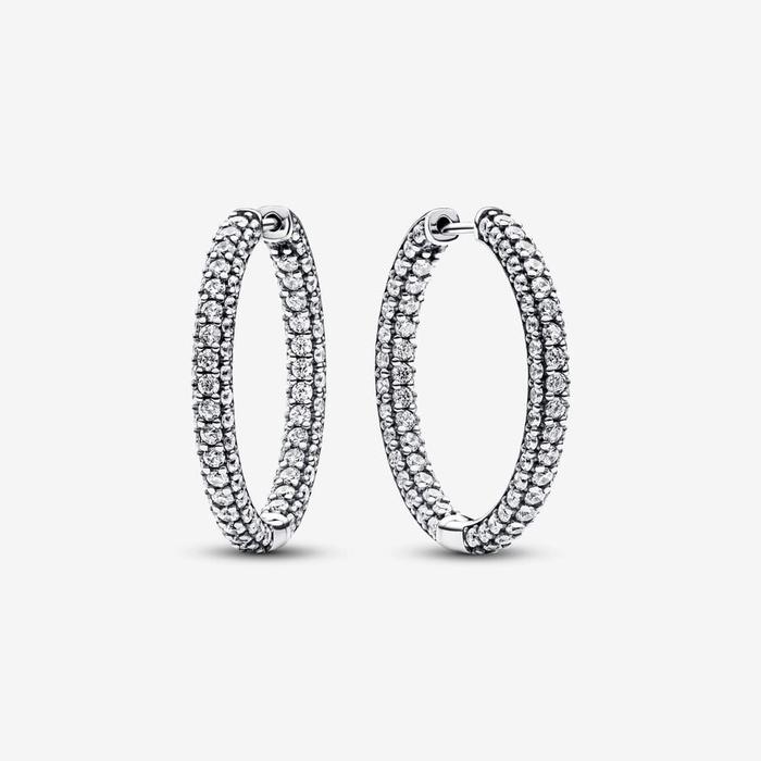 Pavè Hoop Earrings Single Band Large
