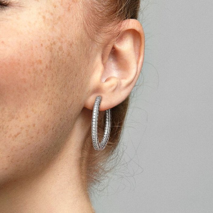 Orecchini Cerchi Cuori scintillanti