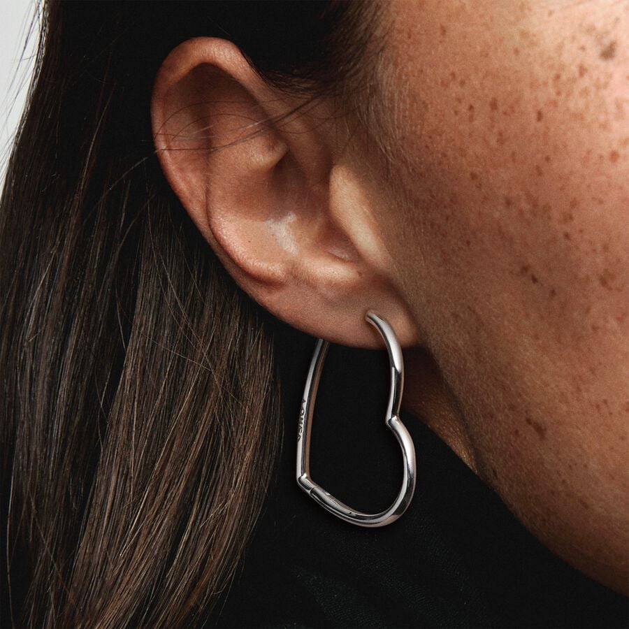 Large Asymmetric Heart Hoop Earrings