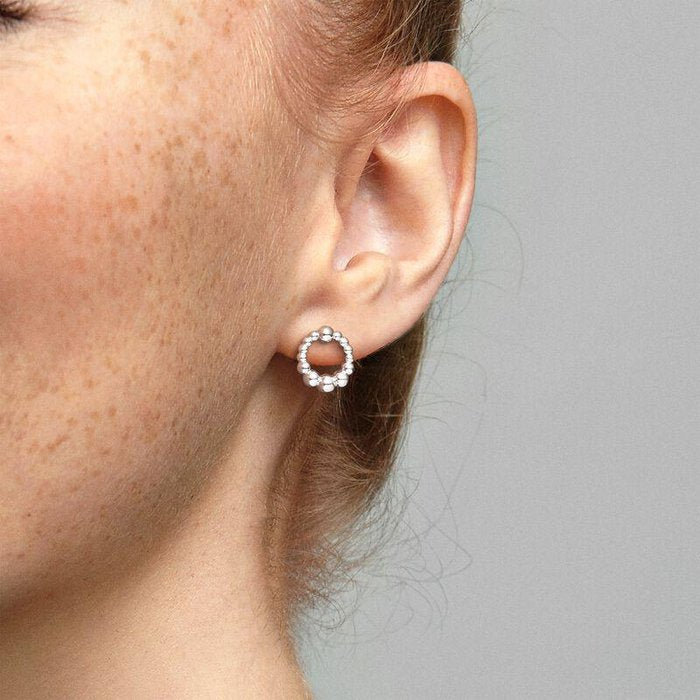 Purely Pandora Sphere Decorated Hoop Stud Earrings