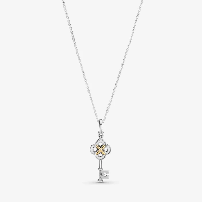Collana bicolore Chiave e fiore