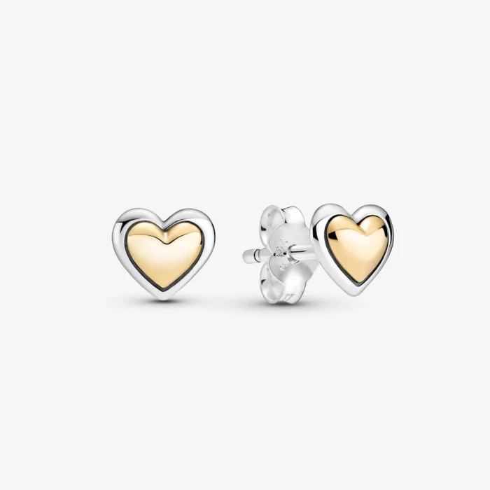 Orecchini a lobo con cuore dorato a cupola