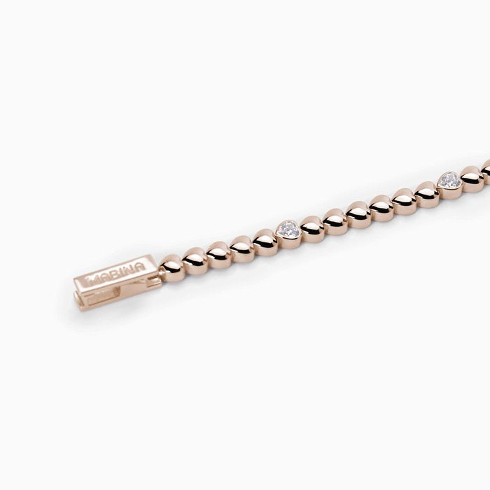 Bracelet en argent rose avec des coeurs MERVEILLEUSE PENSÉE
