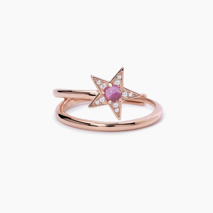 Pink star ring with synthetic tourmaline STARLET
