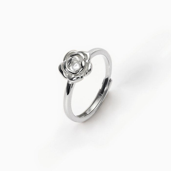 Bague argent avec rose LA VIE EN ROSE