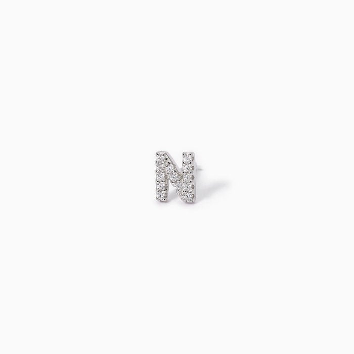 Boucle d'oreille simple lettre "N" A, B, COOL