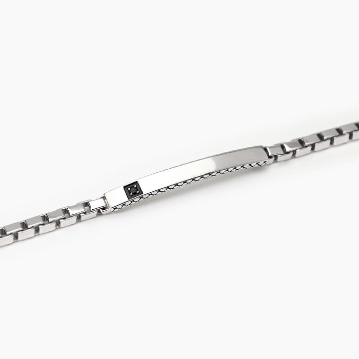 Bracelet en argent avec plaque centrale BENIAMINO