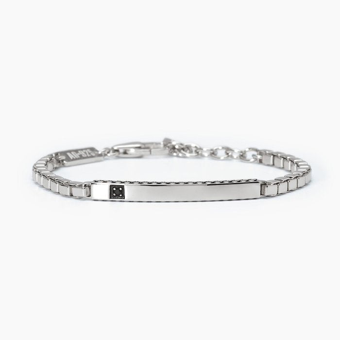 Bracelet en argent avec plaque centrale BENIAMINO