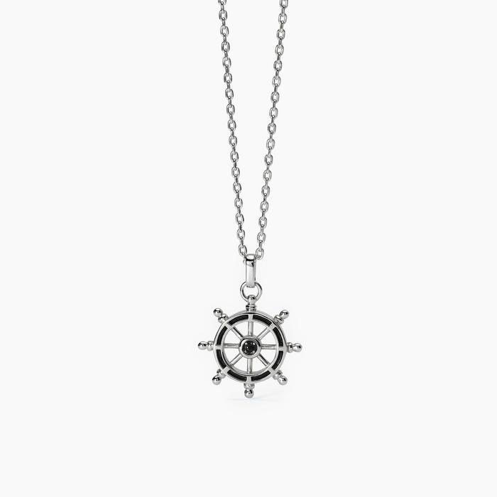 Collier pendentif gouvernail SEA MASTER en argent