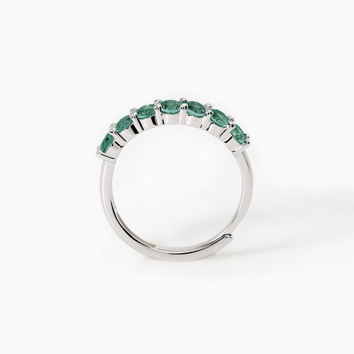 FESTIVAL Silver Ring with Synthetic Emeralds