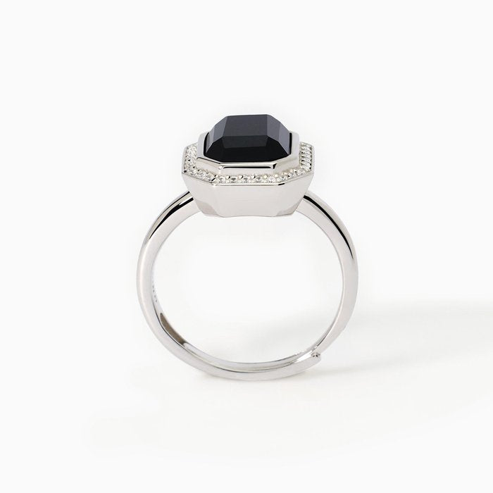 JETSET Octagonal Cut Ring with Black Agate