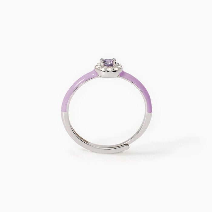 Bague en argent avec émail violet et améthyste synthétique MILANESIENNE