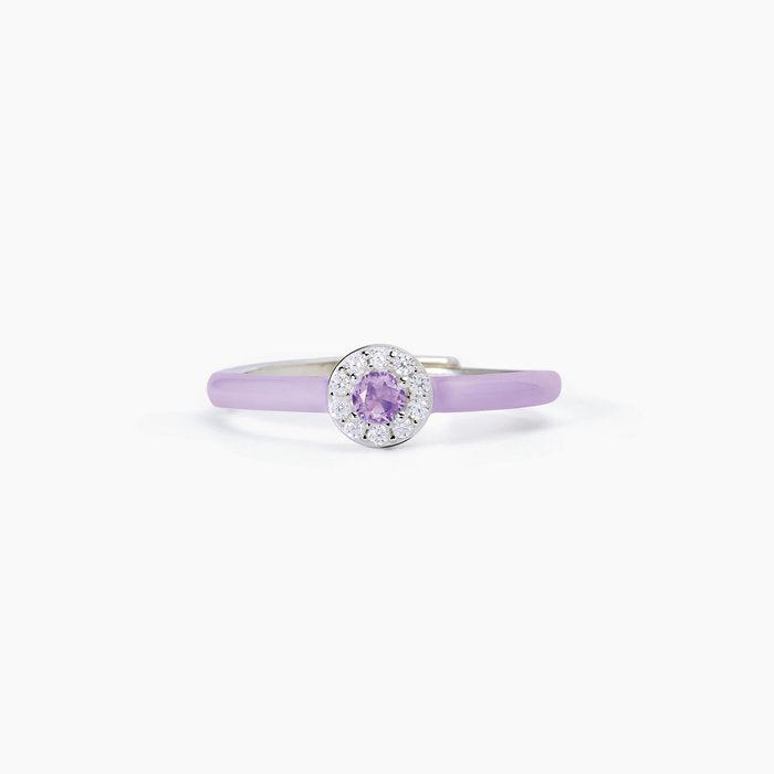 Bague en argent avec émail violet et améthyste synthétique MILANESIENNE