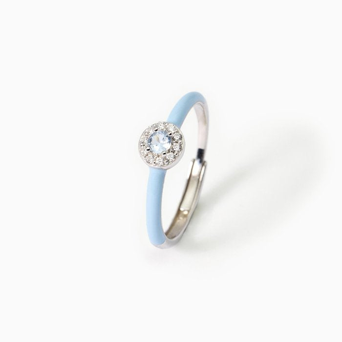 Anello in argento con smalto azzurro e acquamarina sintetica MILANESIENNE