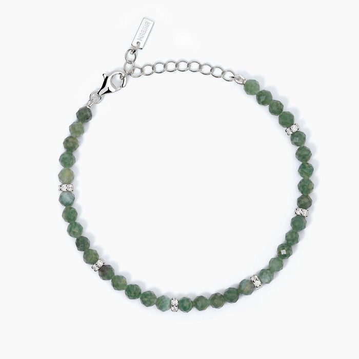 Bracelet en argent avec jade vert CODE COULEUR