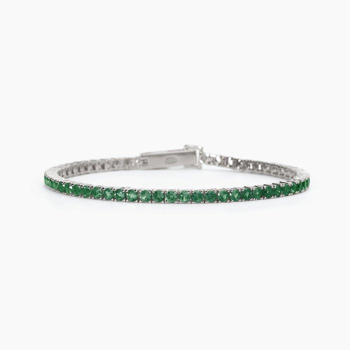 Women's tennis in silver with synthetic emeralds TENNIS CLUB