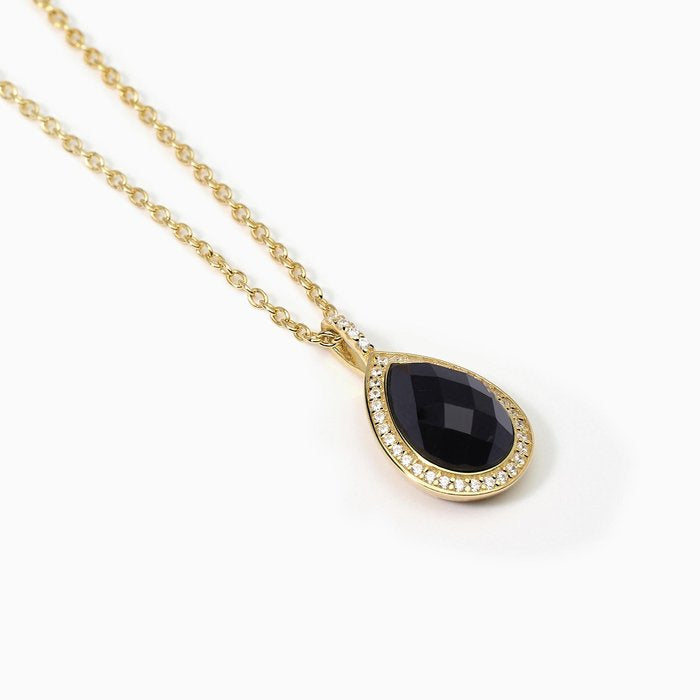 Collier ras du cou avec pendentif en agate noire DIVA