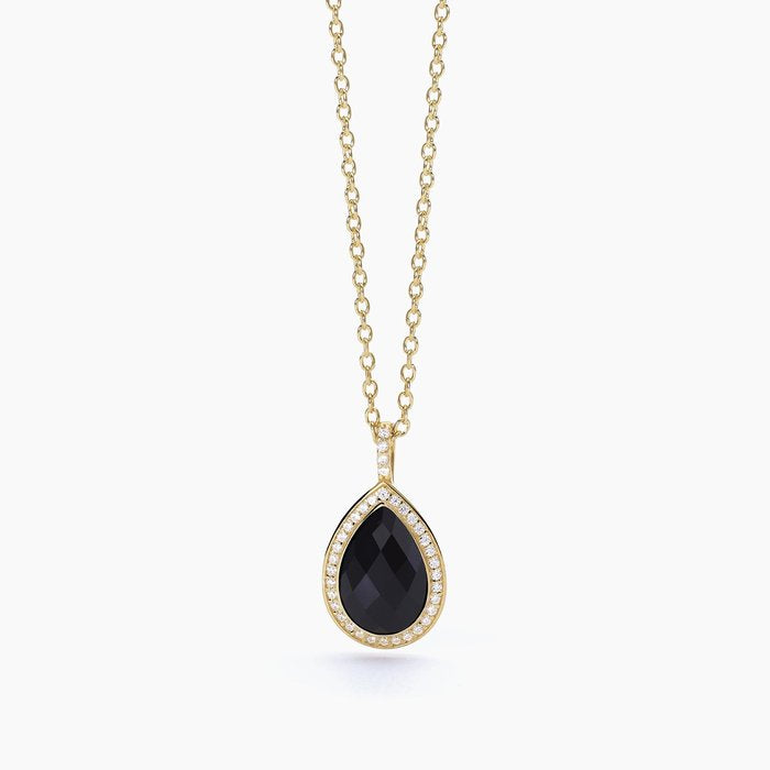Collier ras du cou avec pendentif en agate noire DIVA