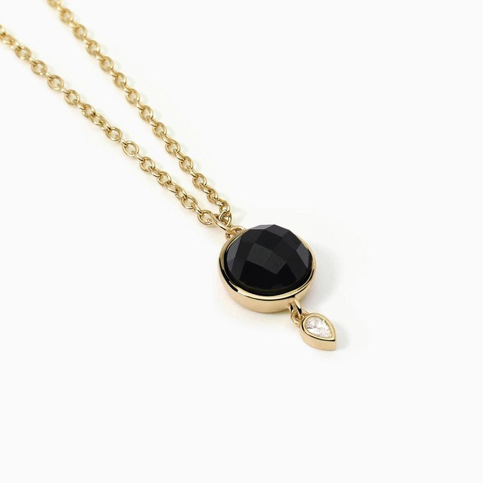 Collier ras du cou en agate noire et cristal de roche COLETTE
