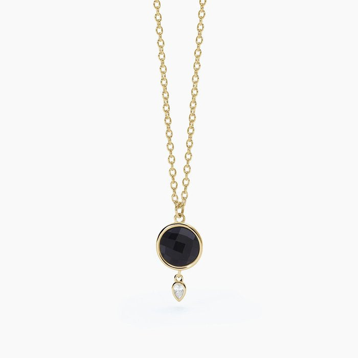 Collier ras du cou en agate noire et cristal de roche COLETTE