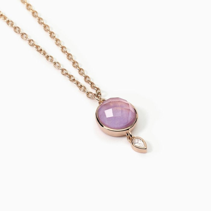 Collier ras du cou en jade lavande et cristal de roche COLETTE